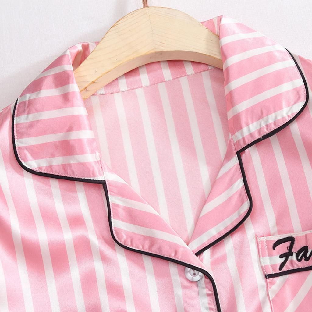 7Pcs Pajamas Set Shirt Pants Top Shorts Eye Striped XL