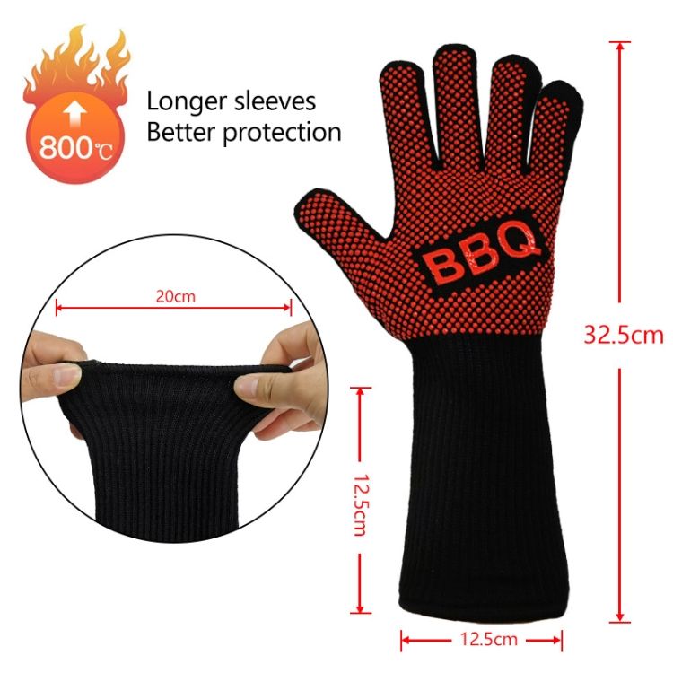 1 Pair High Temperature Resistant Silicone Barbecue Gloves