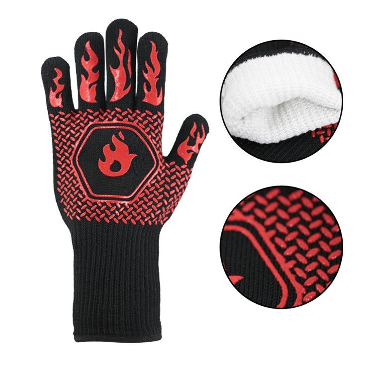 1 Pair High Temperature Resistant Silicone Barbecue Gloves