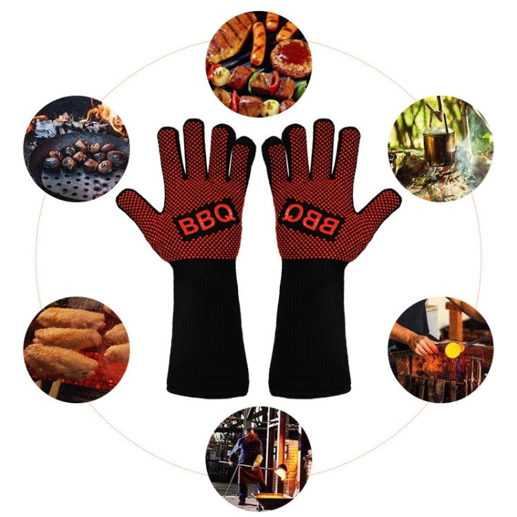 1 Pair High Temperature Resistant Silicone Barbecue Gloves