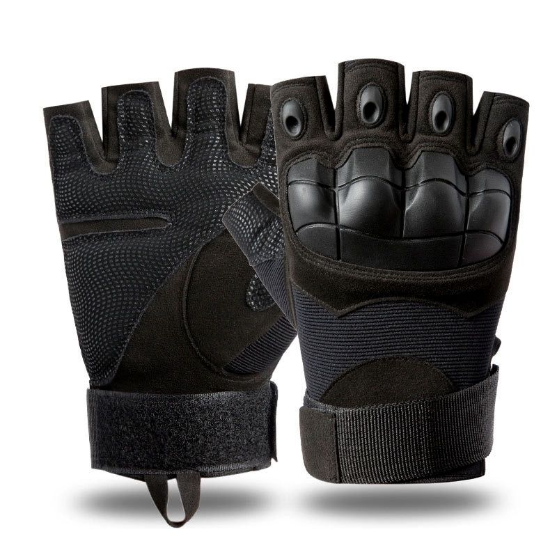 Tactical Gloves Hunting Shooting Outdoor Riding Fitness Gardening Safety Gloves Hiking Full Fingerand Half Finger Work Gloves Half Black M