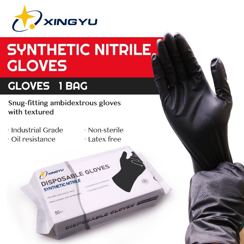 Synthetic NitriGloves Orange Black DurabWith Diamond Pattern Mechanical Housework Kitchen Mechanical Waterproof Oilproof Orange S