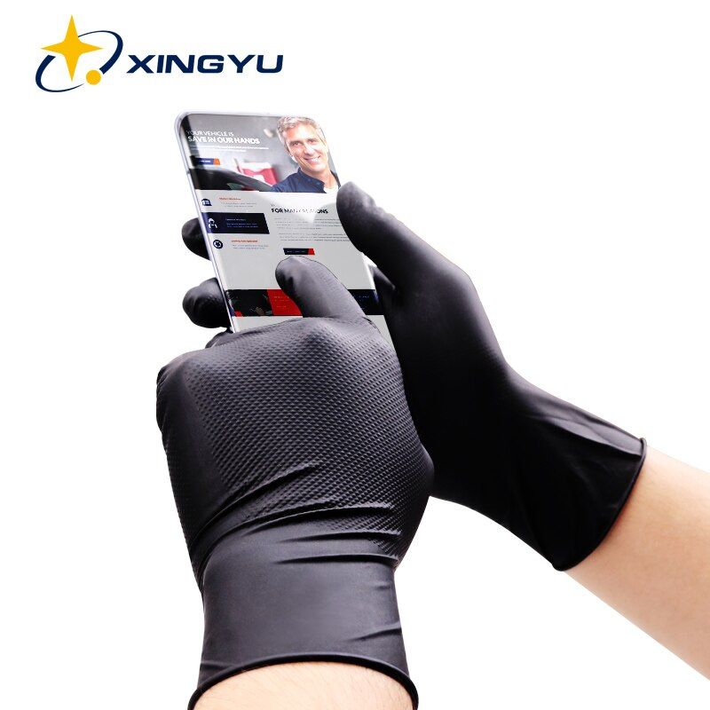 Synthetic NitriGloves Orange Black DurabWith Diamond Pattern Mechanical Housework Kitchen Mechanical Waterproof Oilproof Orange S