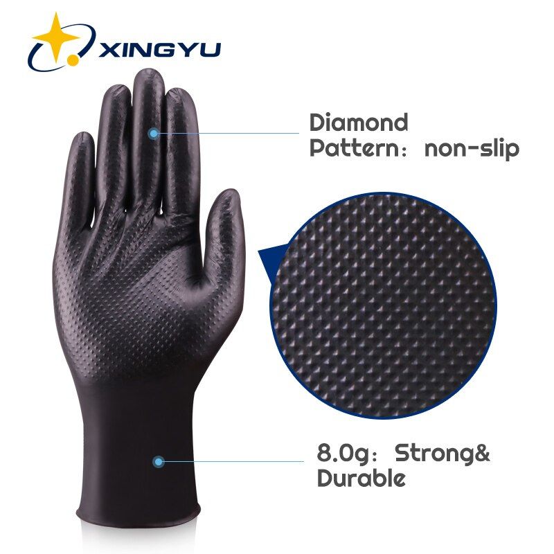 Synthetic NitriGloves Orange Black DurabWith Diamond Pattern Mechanical Housework Kitchen Mechanical Waterproof Oilproof Orange S