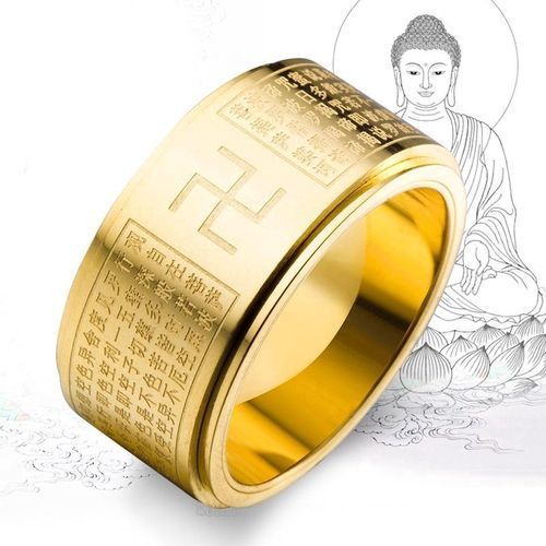 Praj?aparamita Mantra Talisman Lucky Amulet Ring-Gold