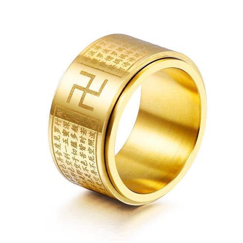 Praj?aparamita Mantra Talisman Lucky Amulet Ring-Gold