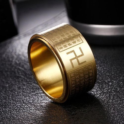 Praj?aparamita Mantra Talisman Lucky Amulet Ring-Gold