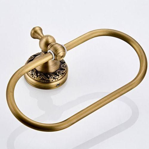 Oval Towel Ring Antique Brass Exquisite Pattern