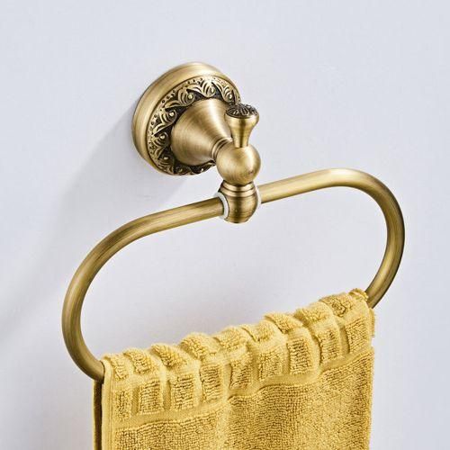 Oval Towel Ring Antique Brass Exquisite Pattern