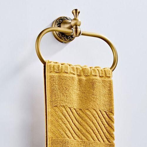 Oval Towel Ring Antique Brass Exquisite Pattern