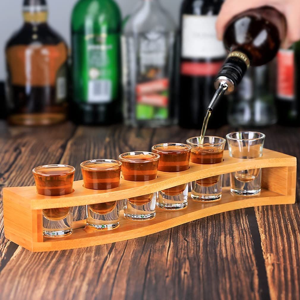 Vodka & Tequila Thick-Base Shot Glass Set With Stand