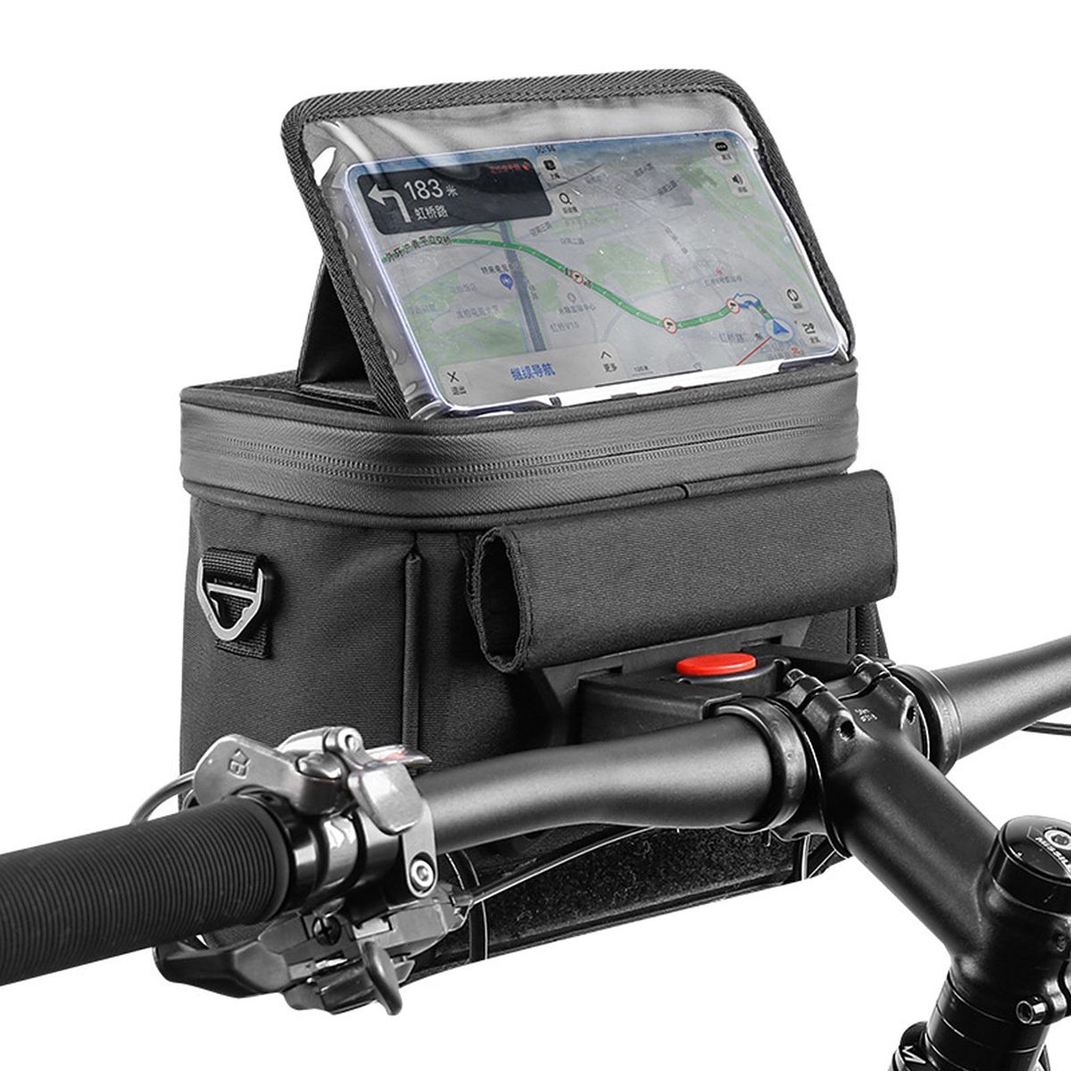 Touch Screen Bike Front Frame Bag Waterproof Bicycle Phone Bag Phone Holder EVA Handlebar Bag Cycling Front Storage Bag for 7in   Large Screen