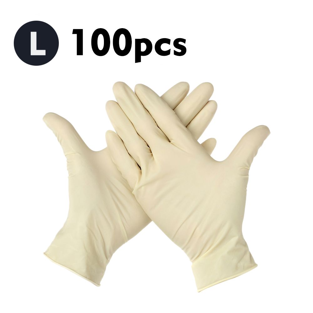 (L)100 Pcs/Disposable Gloves Thick Powder-Free Rubber Latex