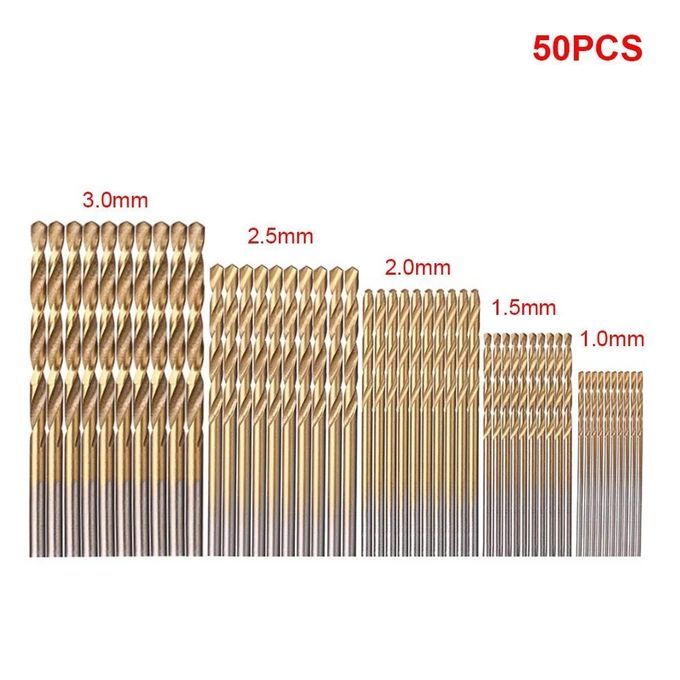 50Pcs Titanium Coated Drill Bits Set