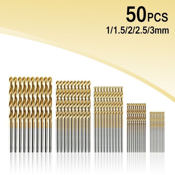 50Pcs Titanium Coated Drill Bits Set