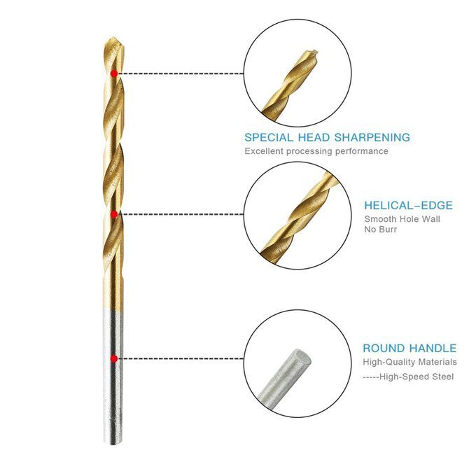 50Pcs Titanium Coated Drill Bits Set