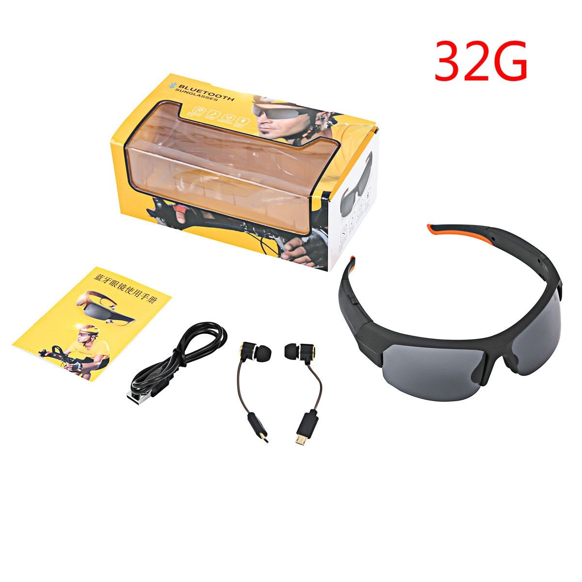 ET Sunglasses Camera Headset HD1080P Smart Mini Camera Glasses Multifunctional Bluetooth MP3 Player Sports Accessories 32Gb-Black 32G