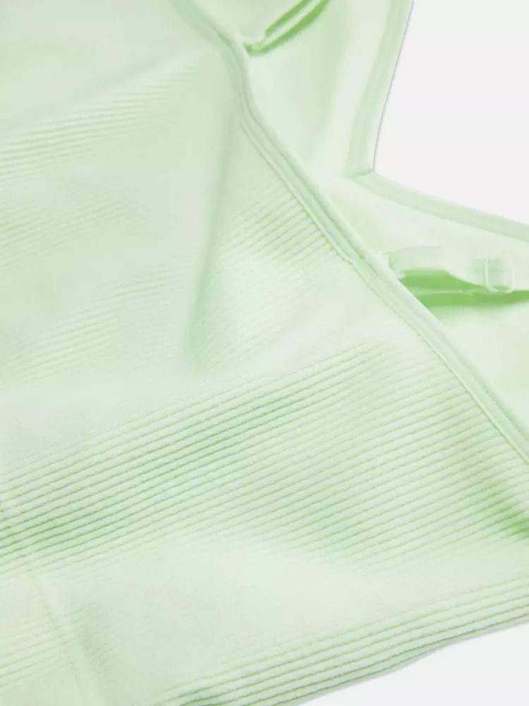 Ribbed Cropped Cami Lounge Pyjama Top Lime