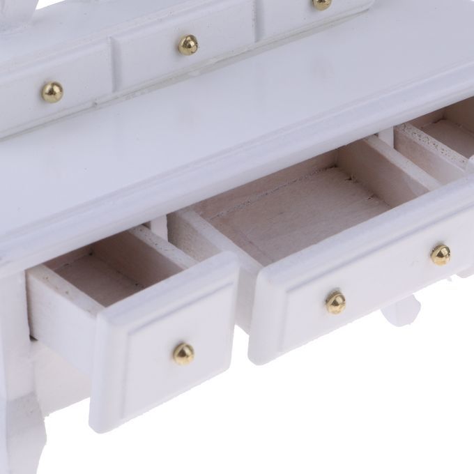 Wooden Miniature Dressing Table With Mirror Stool Furniture For White