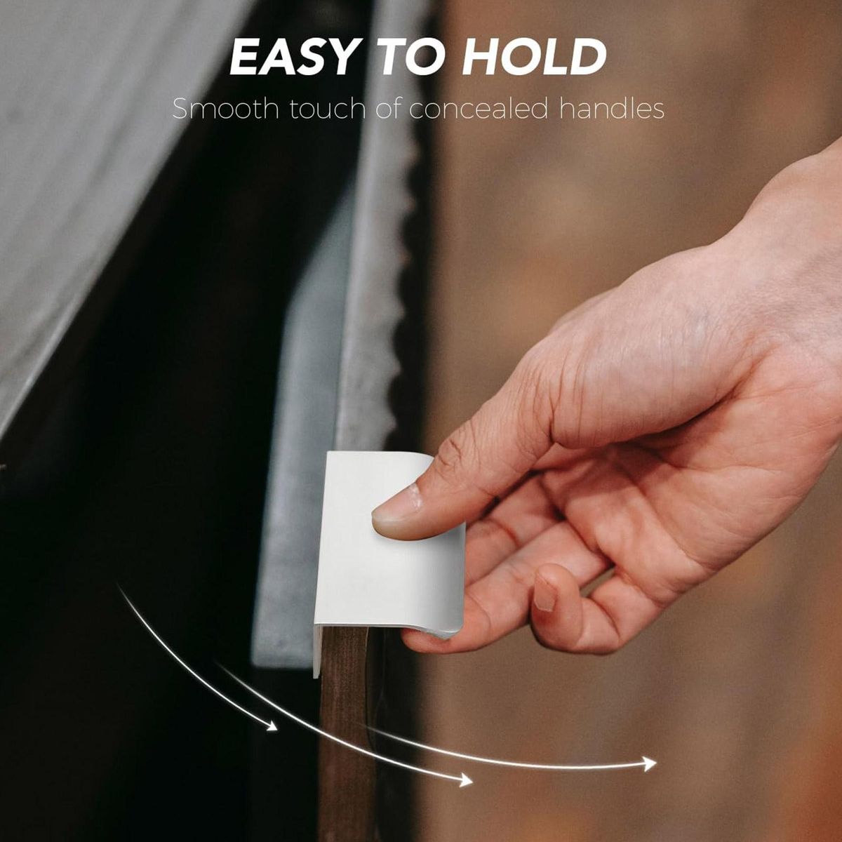 Door Handle Modern Finger Pull Cabinet Handle Sleek Design Concealed White