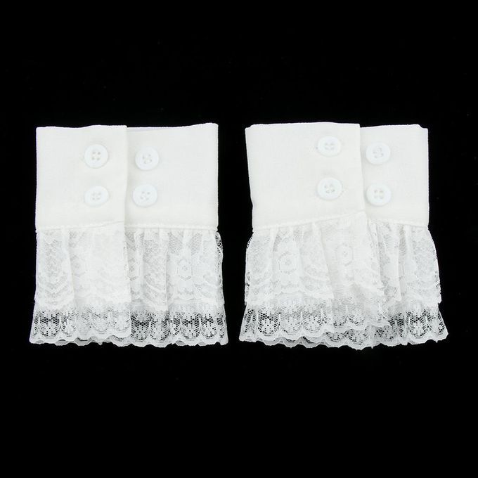2x White Lace Floral Ladies Wrist Sleeve Short Winter Arm Warmer Cuff