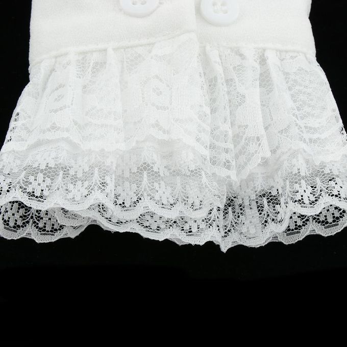 2x White Lace Floral Ladies Wrist Sleeve Short Winter Arm Warmer Cuff