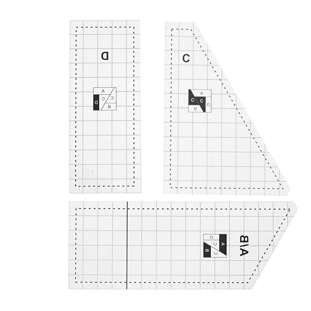 3/4/5Pcs Grids Shaped Hollow Sewing Ruler Template Square