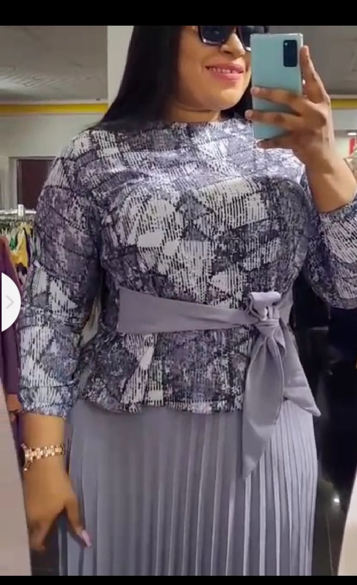 Turkey Pleated Skirt  With Matching Top-Grey