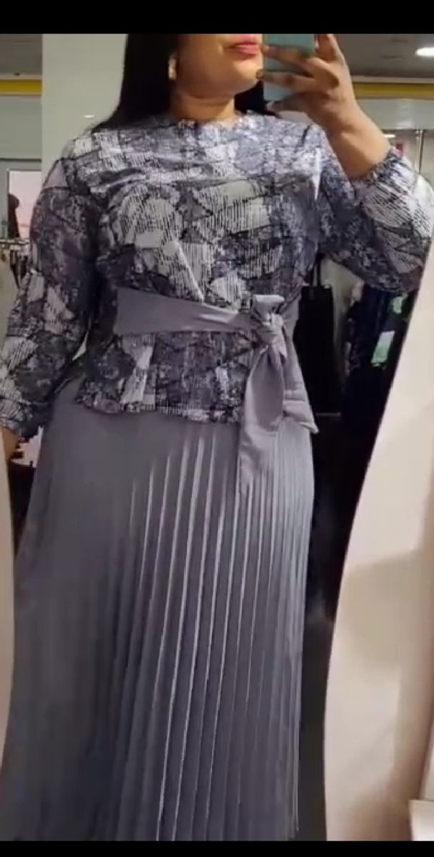 Turkey Pleated Skirt  With Matching Top-Grey