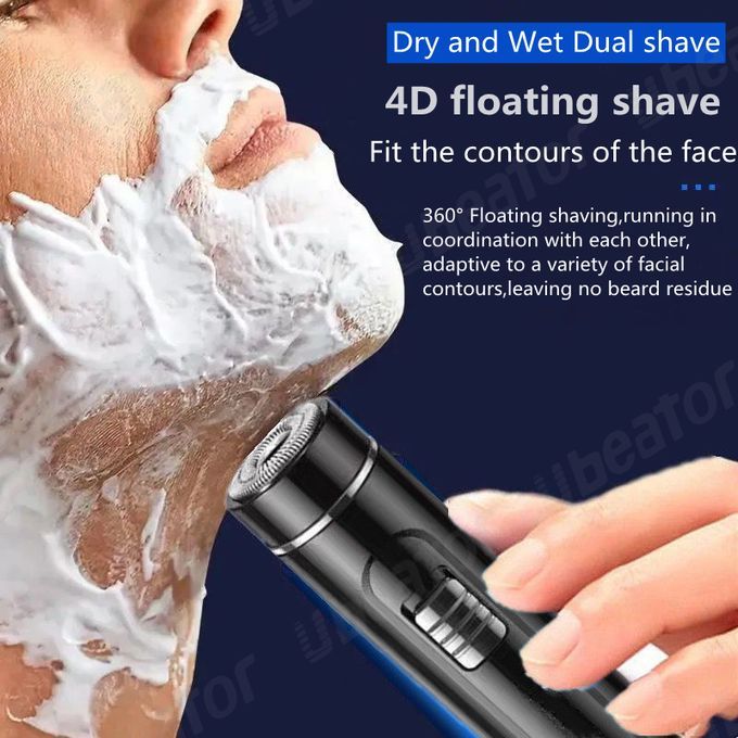 Mini Portable Aluminum Electric Shave Waterproof Men's Good Shaving Partner Wet And Dry Dual-Black