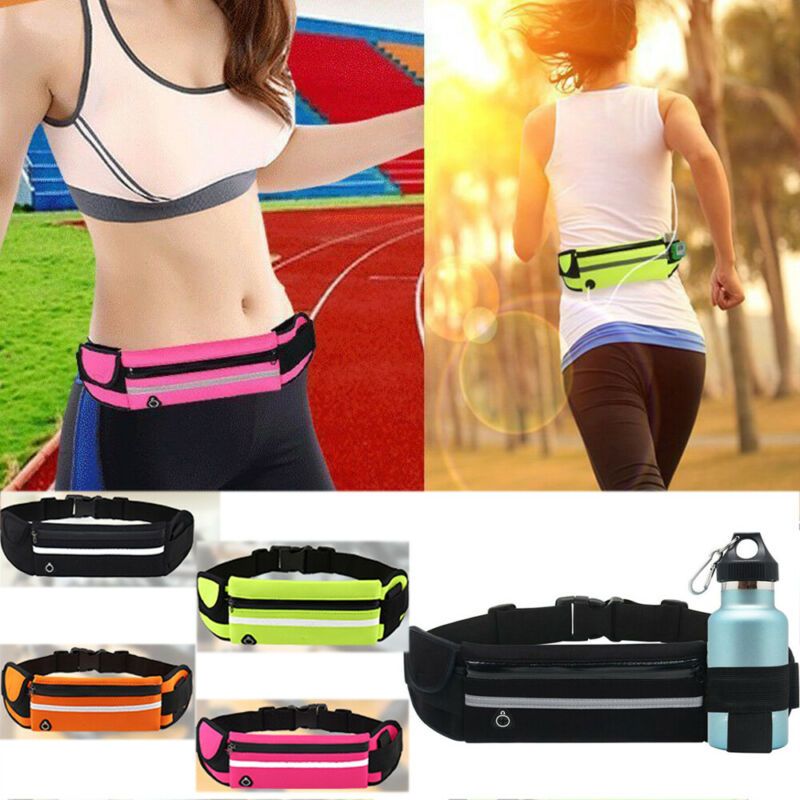 Dual Pocket Running Belt Phone Pouch Waist Bag Outdoor Pack