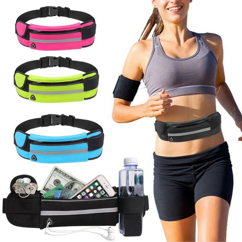Dual Pocket Running Belt Phone Pouch Waist Bag Outdoor Pack