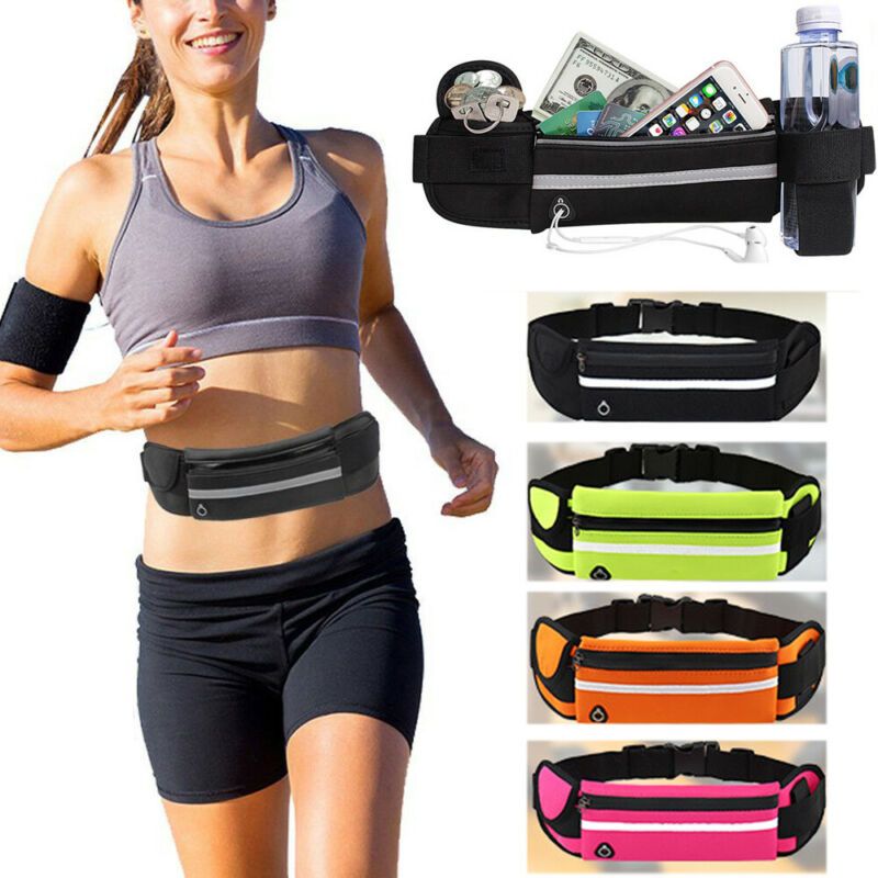 Dual Pocket Running Belt Phone Pouch Waist Bag Outdoor Pack