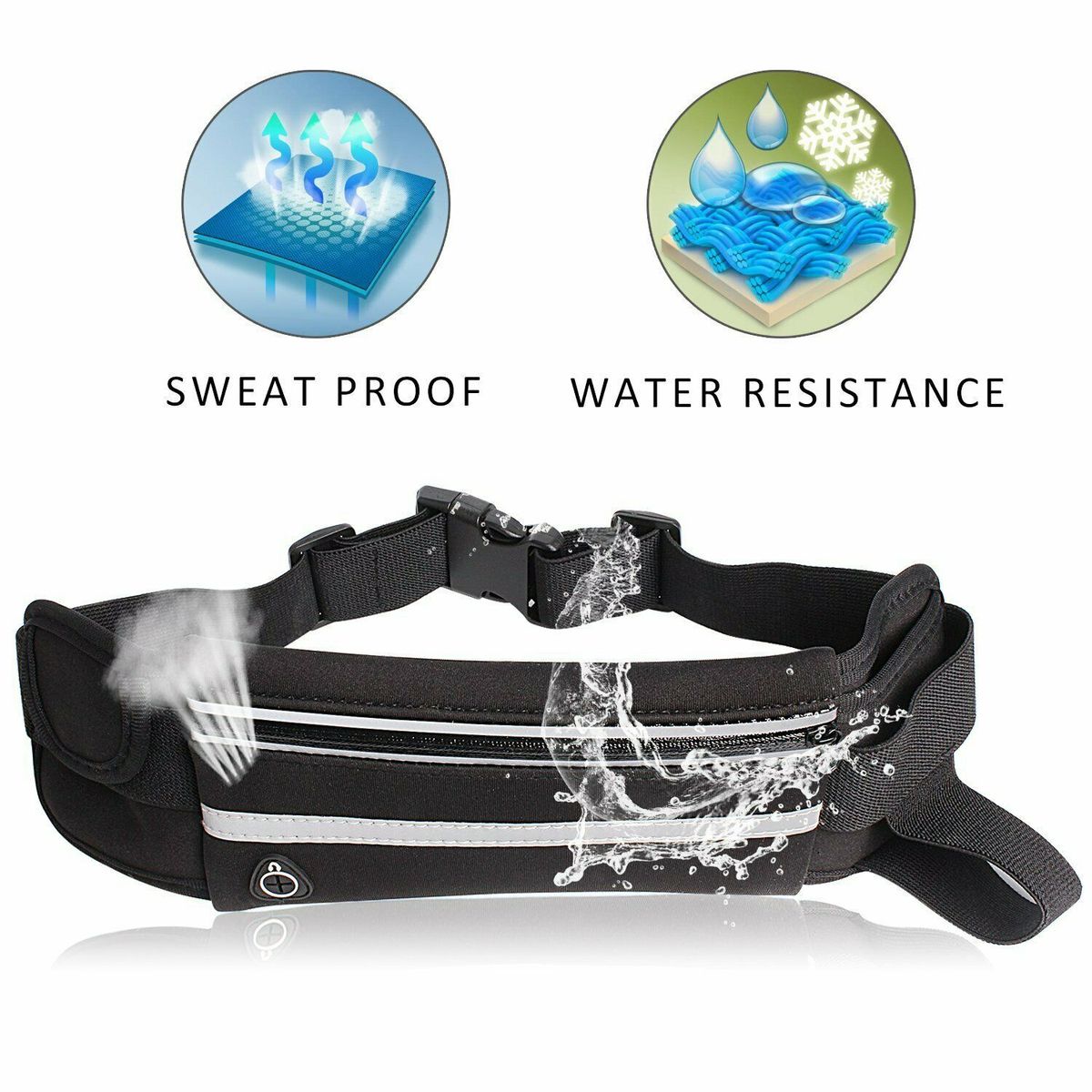 Dual Pocket Running Belt Phone Pouch Waist Bag Outdoor Pack