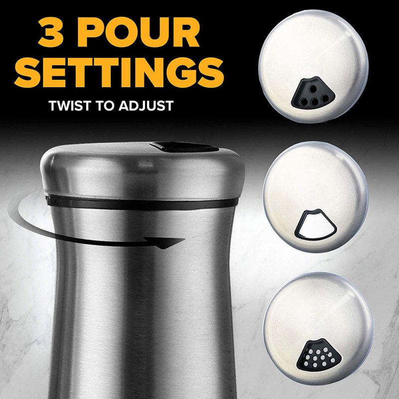 Salt Spice Shaker Dispenser Adjustable Pour Holes-Silver