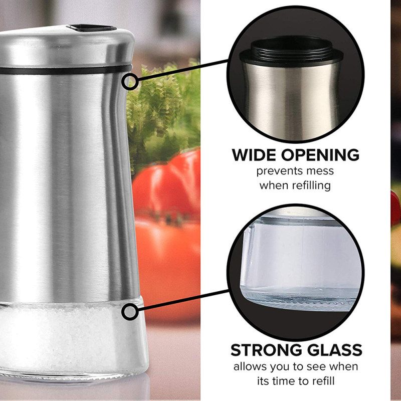Salt Spice Shaker Dispenser Adjustable Pour Holes-Silver