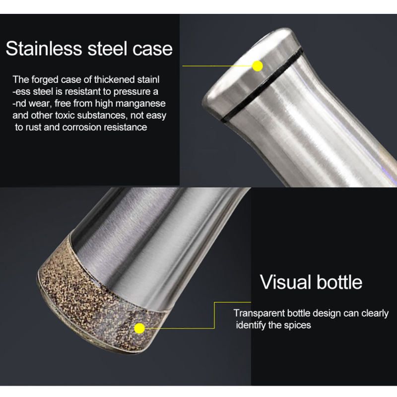Salt Spice Shaker Dispenser Adjustable Pour Holes-Silver