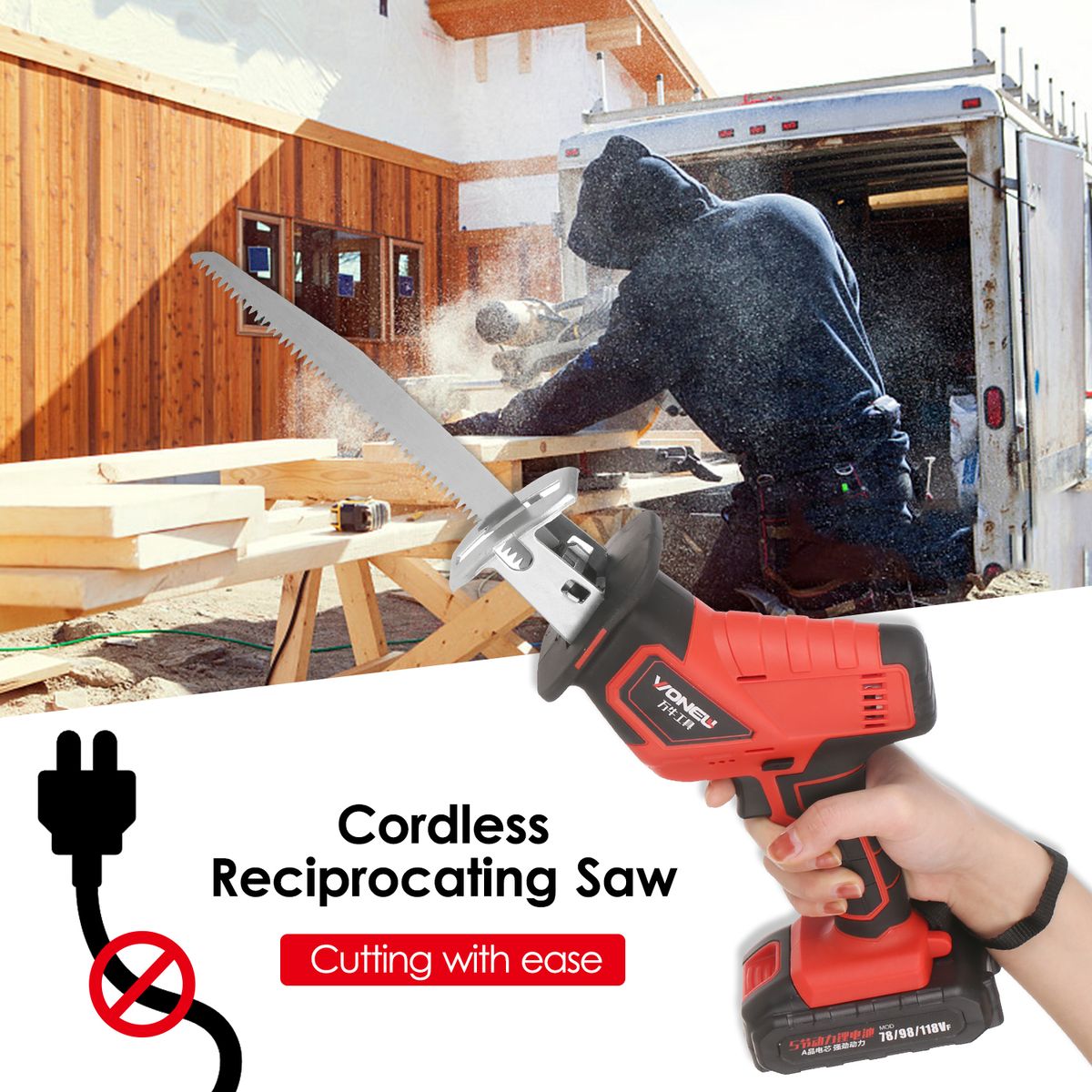 Compact Cordless Reciprocating Saw Electric 21V Versatile
