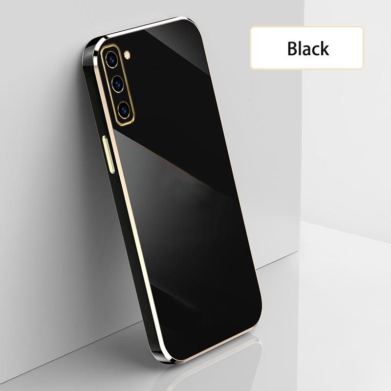 Ultra Thin Plating Phone Case for Samsung Galaxy S21 FE 5G Lens Protection soft Phone Back Cover-Black