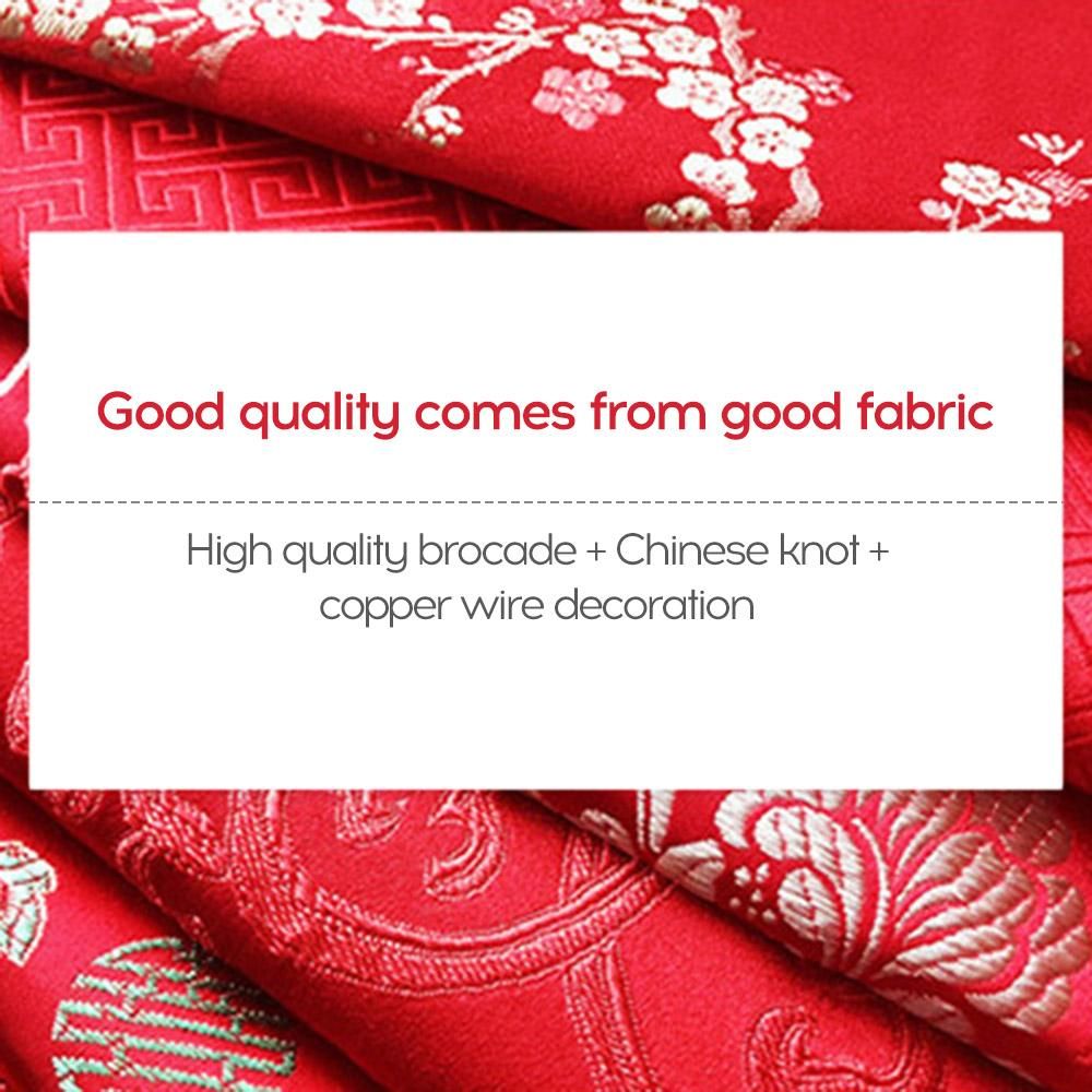 Chinese knot horizontal version double copper coins brocade satin fabric red envelopes tens of millions yuan wedding bags wedding gifts Double bronze coin horizontal pattern