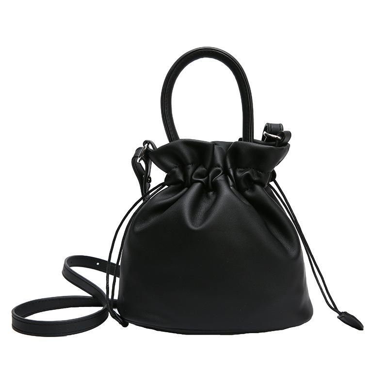 Mini drawstring bucket bag, simple portable shoulder bag, trendy student crossbody bag, women's