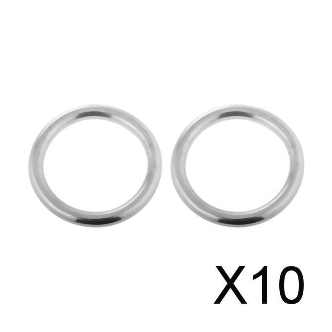 10x1 Pair Smooth Welded Polished Boat Marine Stainless Steel O Ring 6