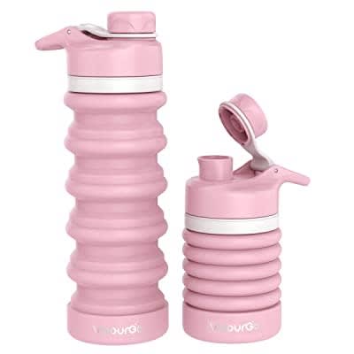 Silicone Collapsible Water Bottle - Pink - 500ml