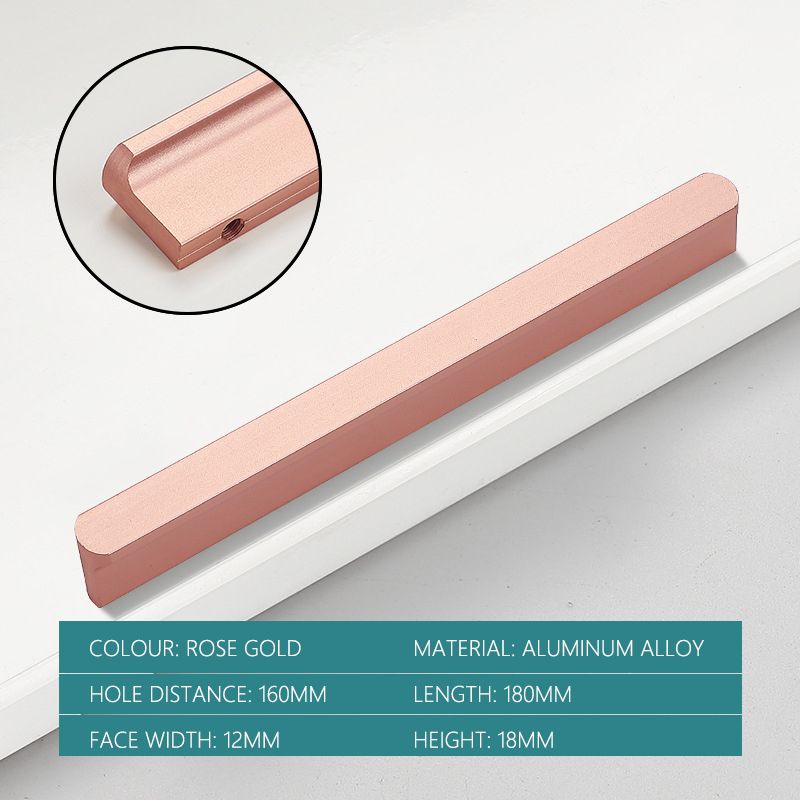 (Rose Gold-160mm)Cabinet Handles Black Gold Wardrobe Door Handle Aluminum Alloy Kitchen Cupboard Pulls Drawer Knobs Furniture Handle Hardware