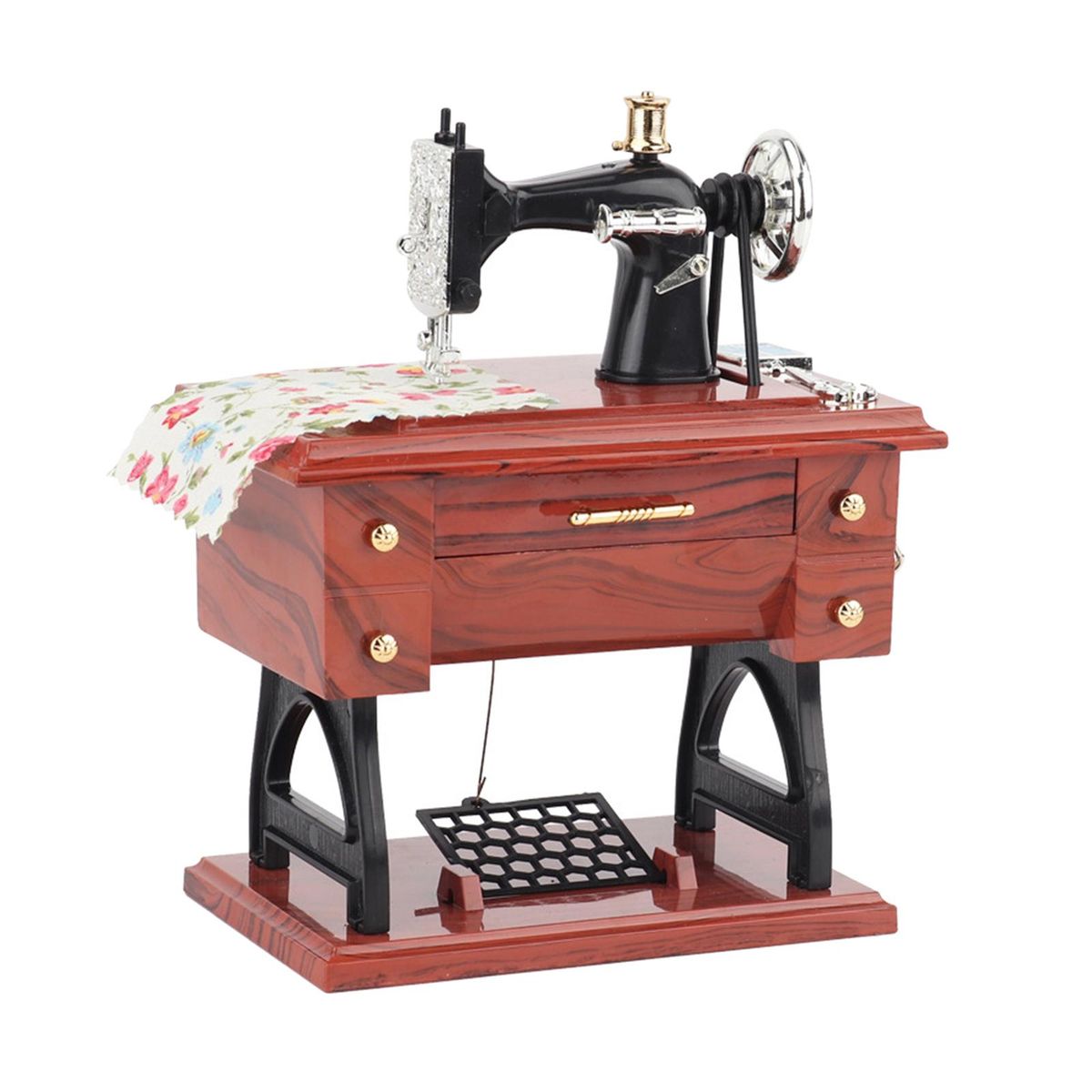 Vintage Style Sewing Machine Music Box Mini Table Decor For Musical