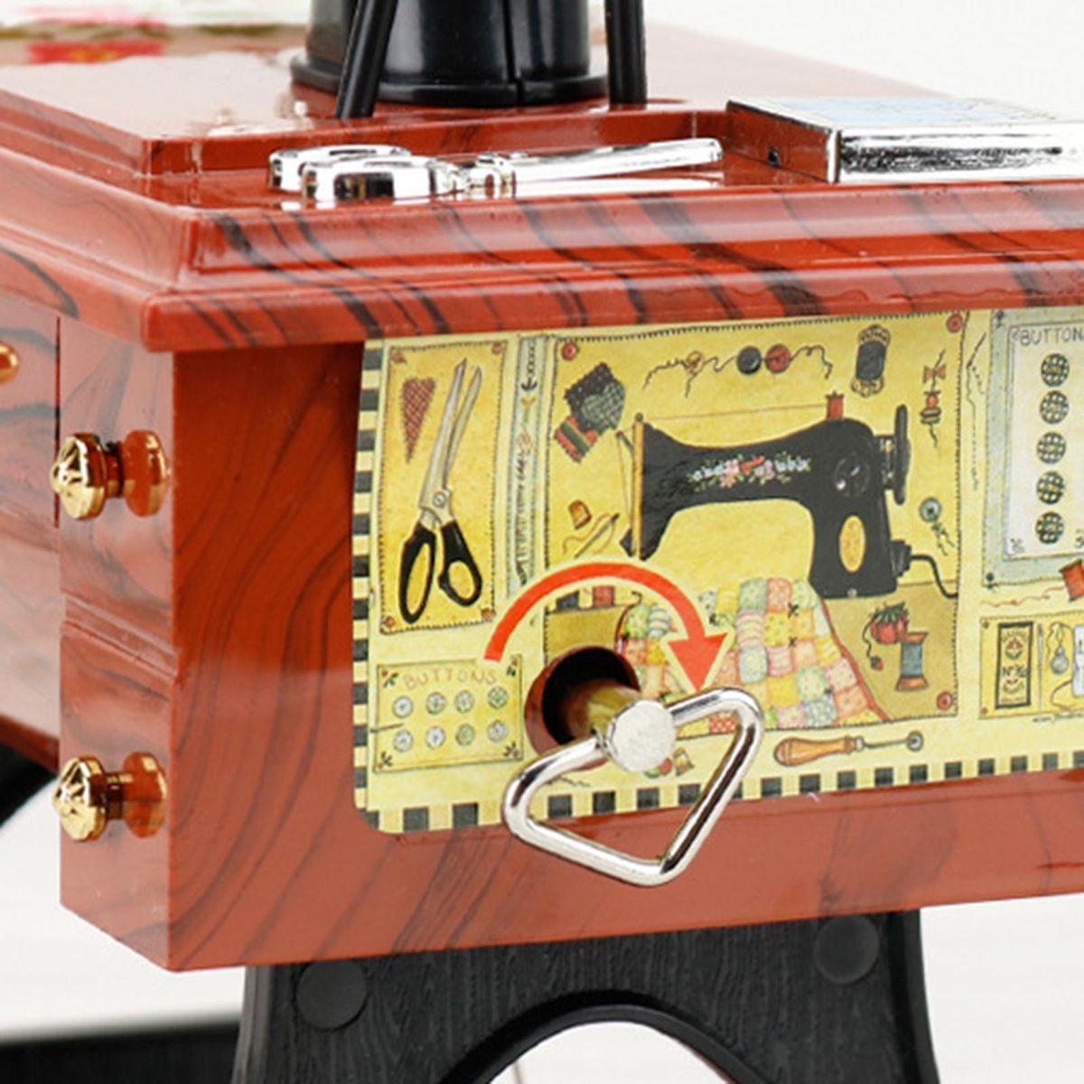 Vintage Style Sewing Machine Music Box Mini Table Decor For Musical