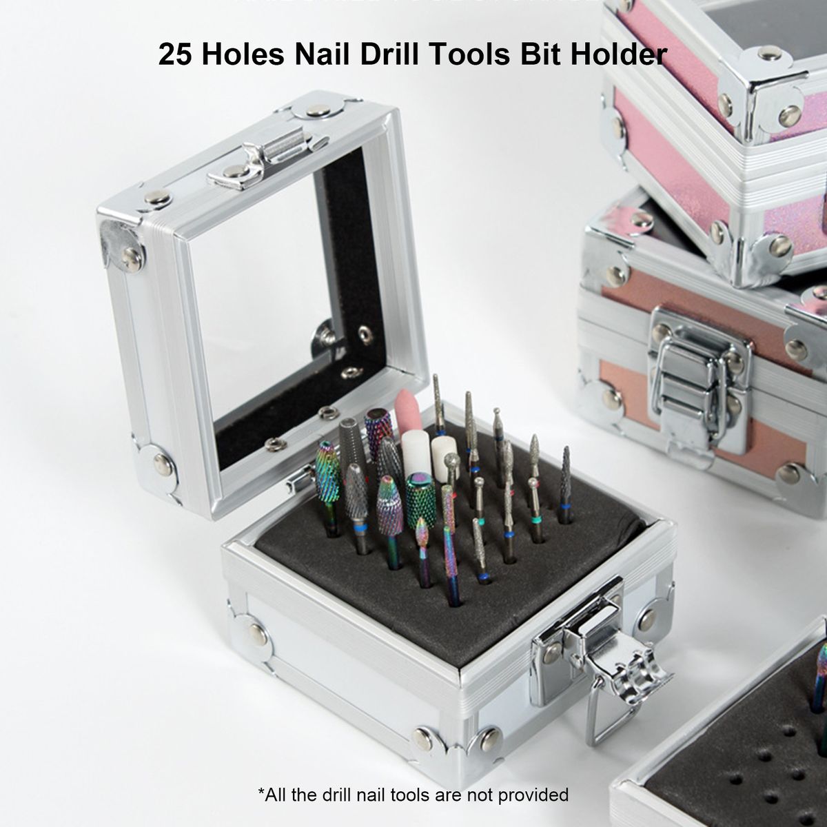 25 Holes Nail Drill  Tools Bit Holder Display Organizer