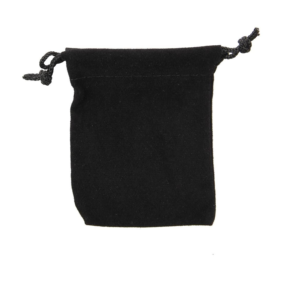 Medium Velvet Black Pouches With Drawstrings