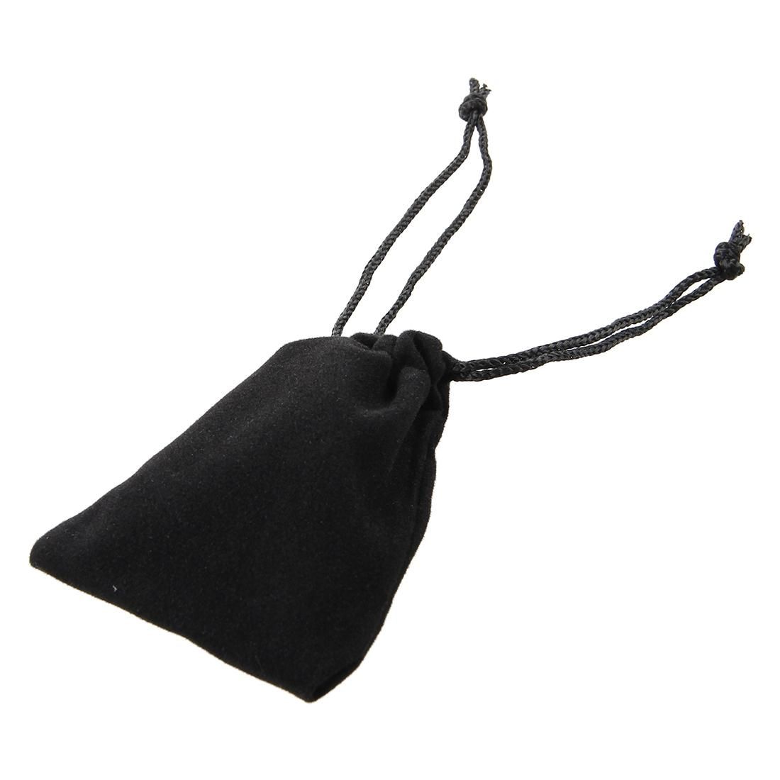 Medium Velvet Black Pouches With Drawstrings