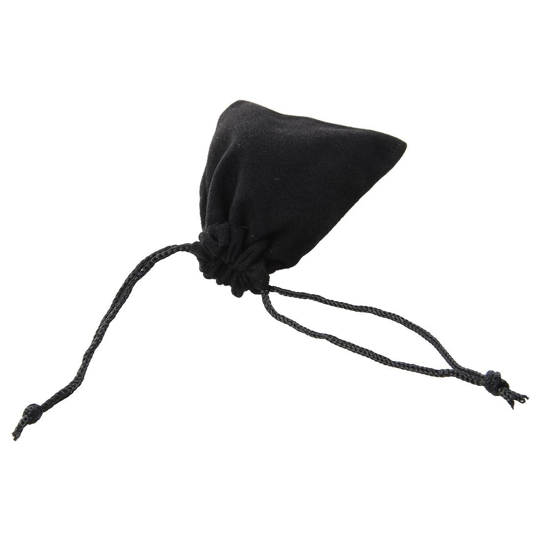 Medium Velvet Black Pouches With Drawstrings